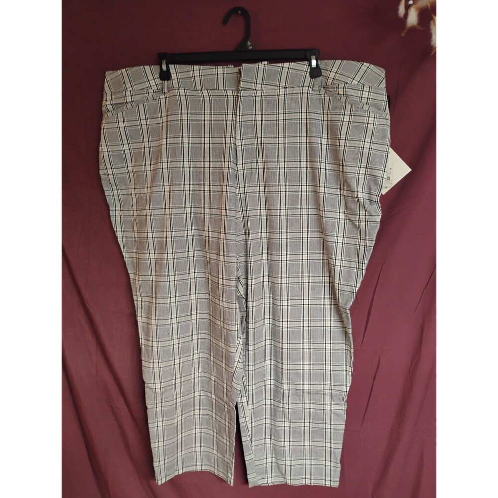 Womens AVA & VIV Cream Plaid High-Rise Ankle Stretch Fitted Hip Size 26  Retro